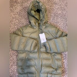 ZARA Insulated Kids Puffy Winter Coat Jacket Olive Green Size 9 NWT